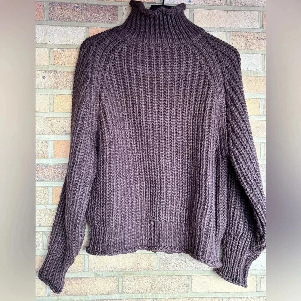 Bluivy chunky knit long sleeve mock neck pullover sweater